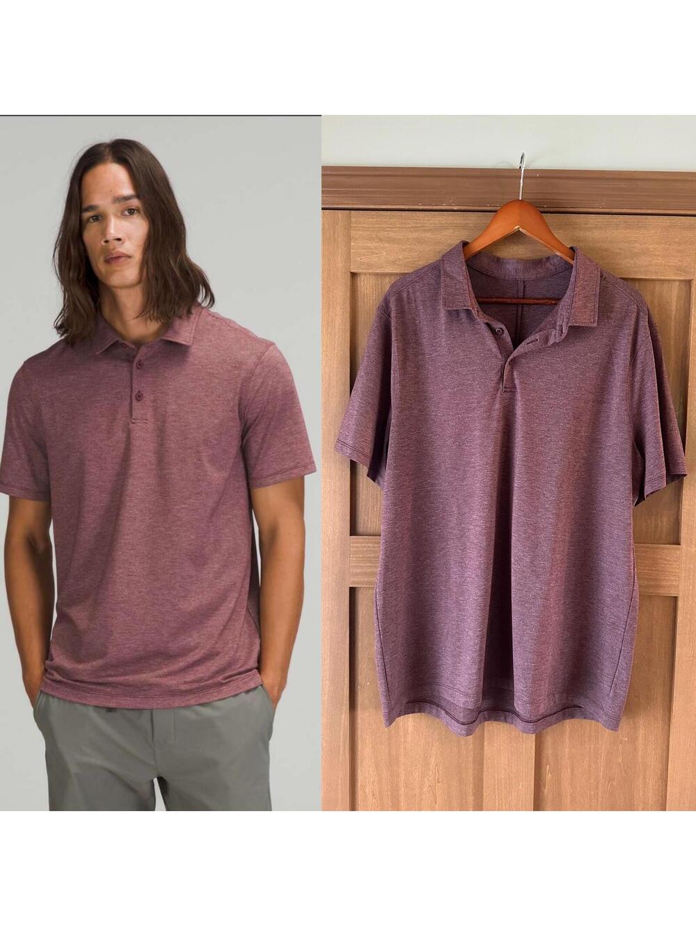 Lululemon Evolution Short Sleeve Polo Shirt Heathered Red Merlot Men’s XL-XXL